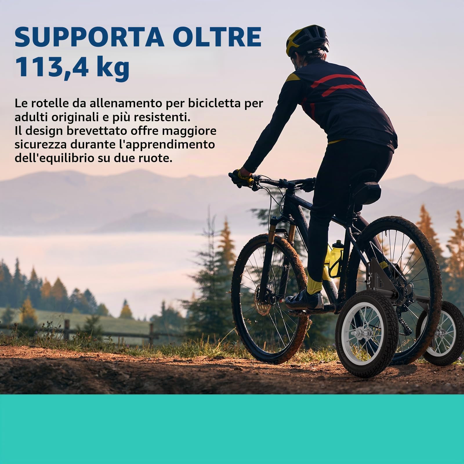 MOSHAY - Ruote da allenamento regolabili in lega di alluminio per bicicletta da adulti, compatibili con ruote da 61 a 74 cm - (61-74)