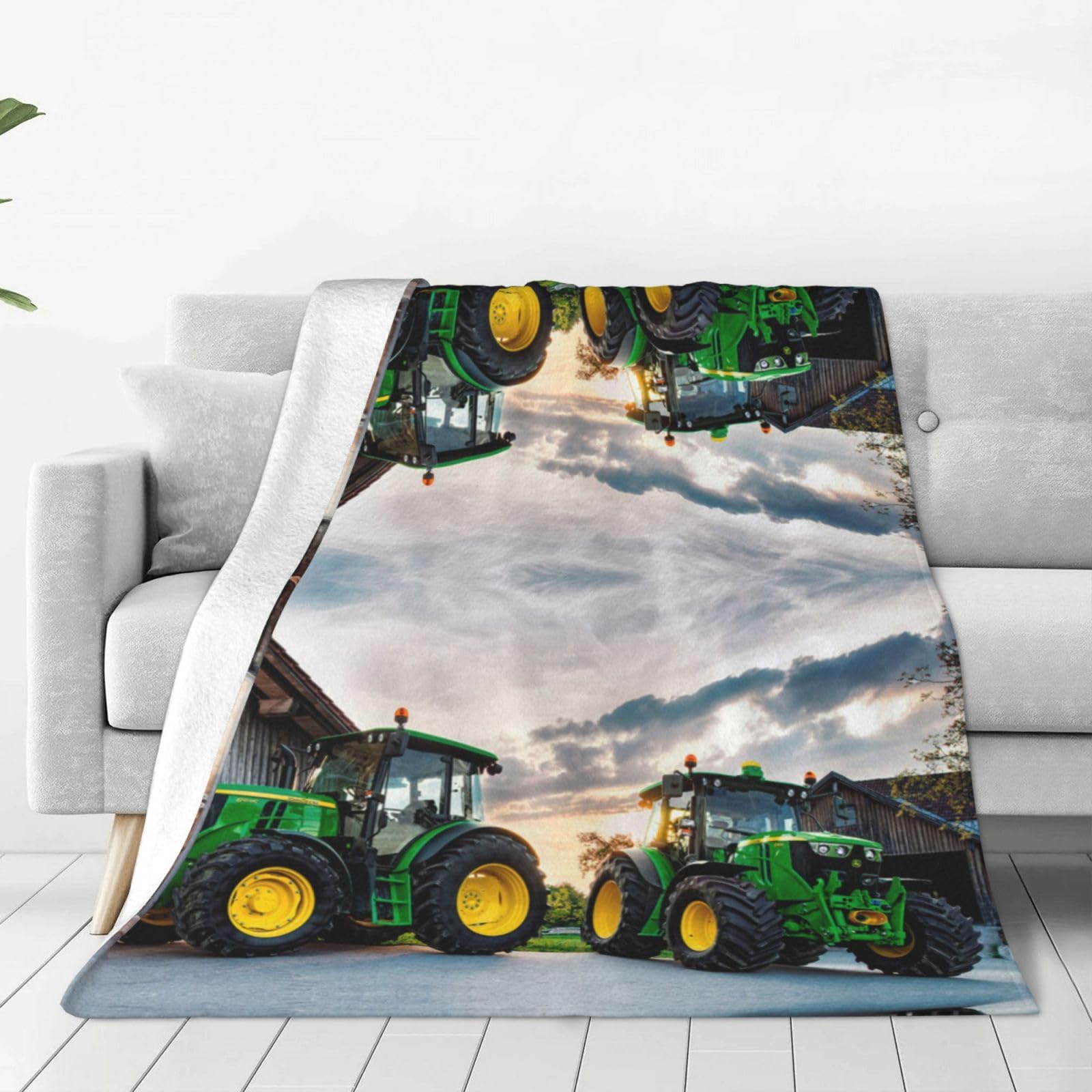 Plaid machines agricoles anti-froid pour canapé, couverture polaire douce qui ne boulocha pas