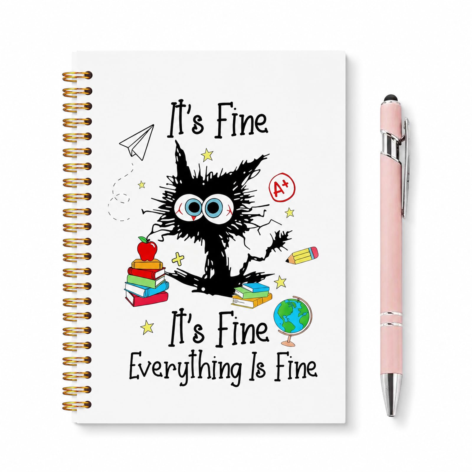 Vixano Cat Gifts for Women, Journal Notebook for Women, Adorable Black Cats Design A5 Hardcover with Pen, Cat Lovers Gifts Stationery Set, College Ruled Journal Notebooks for Work, School, Travel