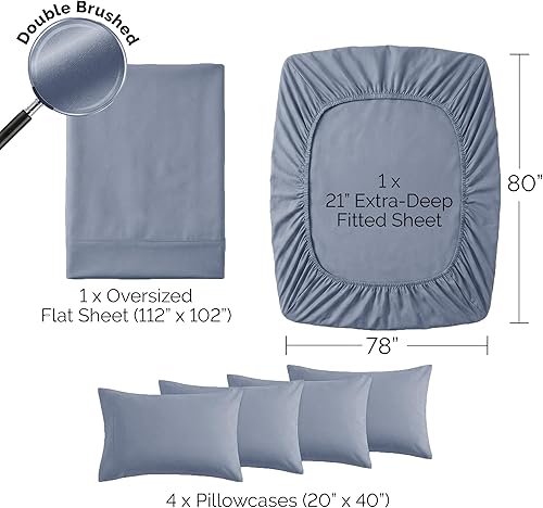 Miniatura 2 de Southshore Fine Living, Inc. Juego de sábanas de microfibra ultrasuave de 6 piezas con bolsillo extra profundo, sábana bajera de 21 pulgadas de