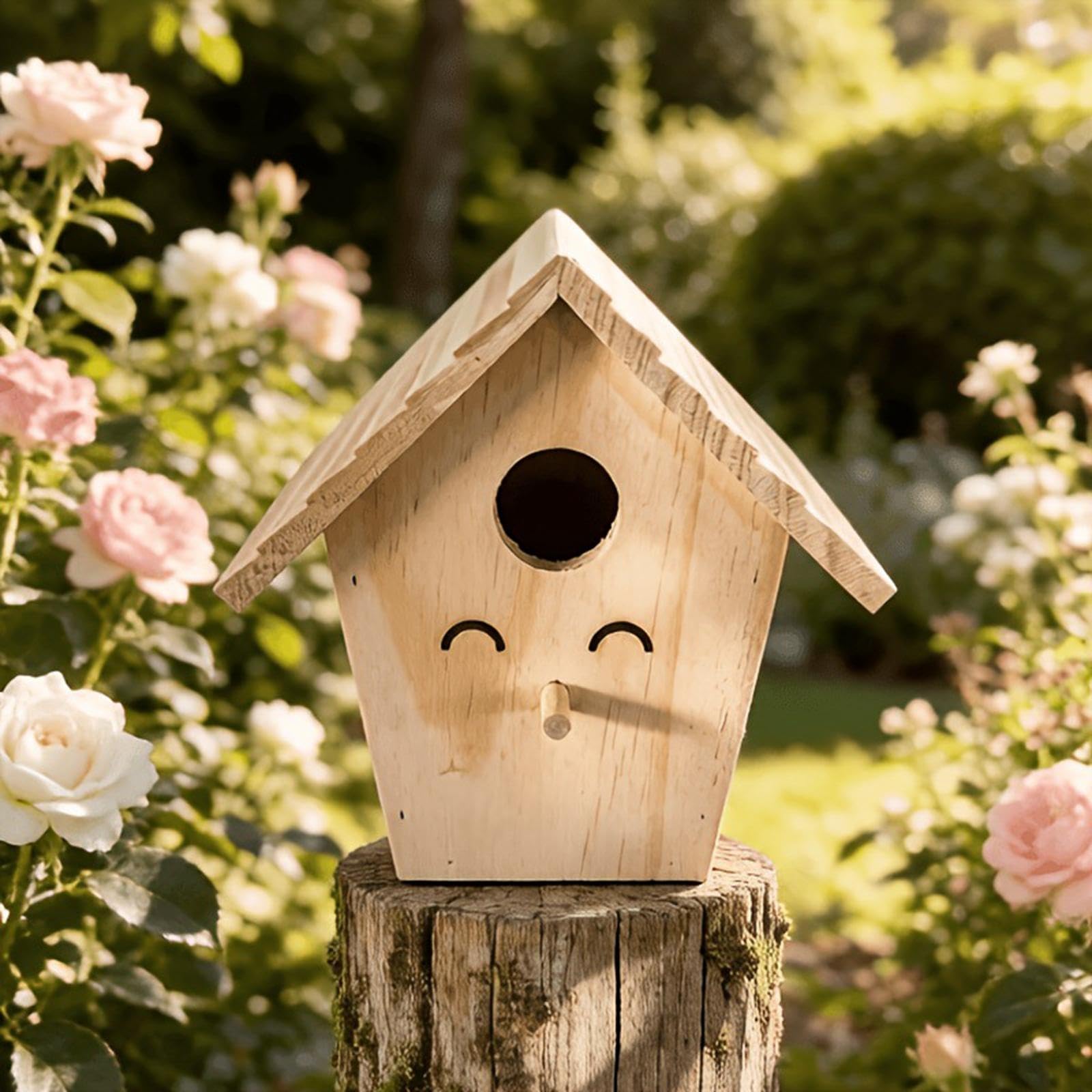 Nichoir en Bois Décoratif, Mini-nichoir avec Perchoir de Rechange, Idéal pour La Décoration de La Maison, du Jardin et de La Cour.
