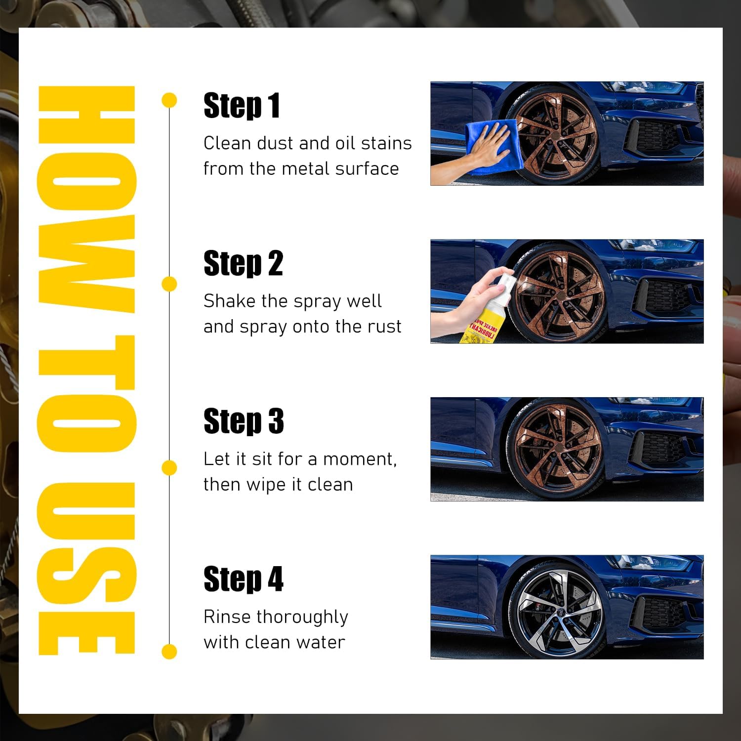 Anti-Rust Lubricant Spray & Rust Remover, Multi-purpose Heavy Rust Remover Spray, Rust Removal Lubricant Spray,Fast-Acting Formula for Vehicles, Tools, Chains (2PCS)