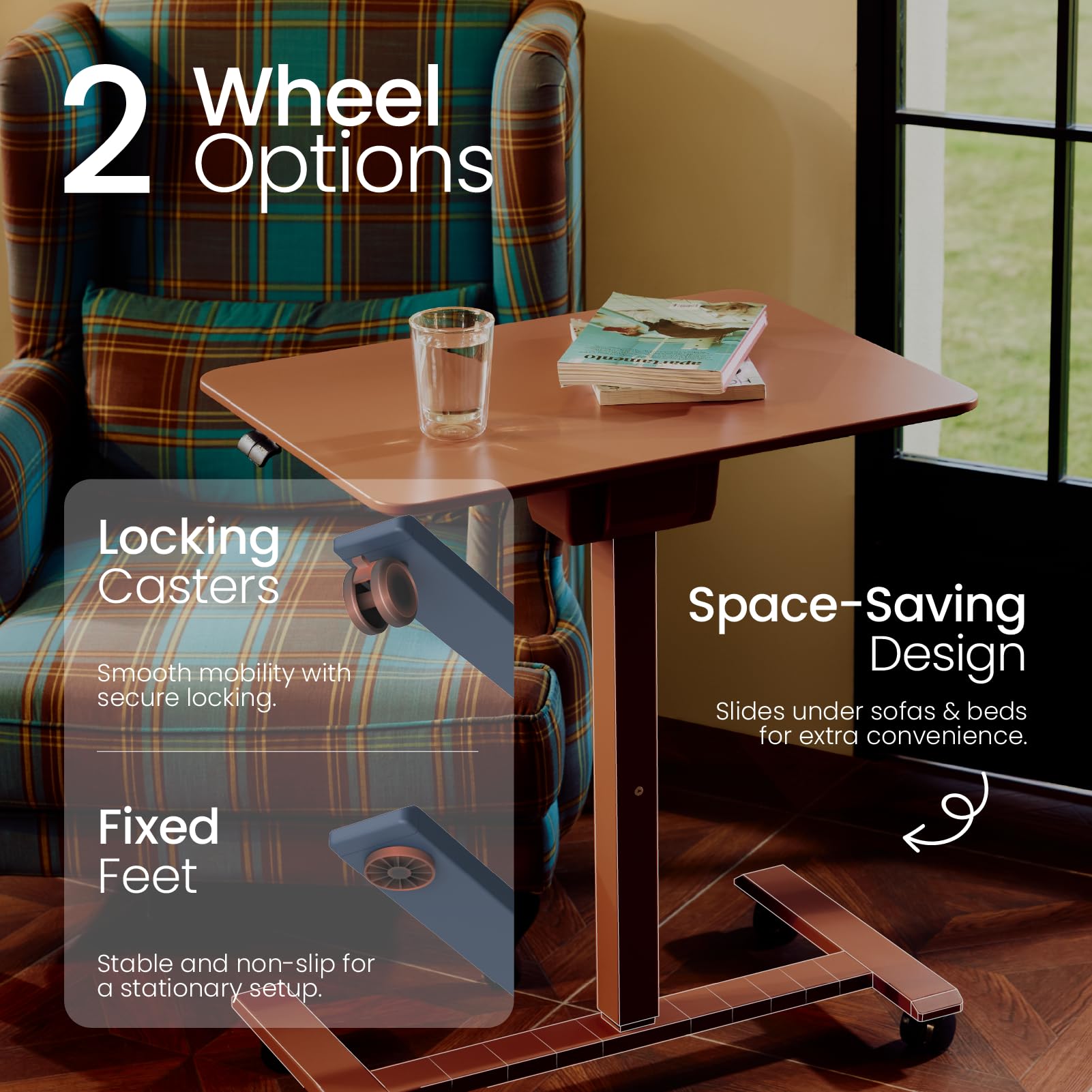 TopJob ANYDESK FOLD Mobile Standing Desk Portable with Lockable Wheels Foldable Stand Desk Rolling Computer Workstations Used for — view 6