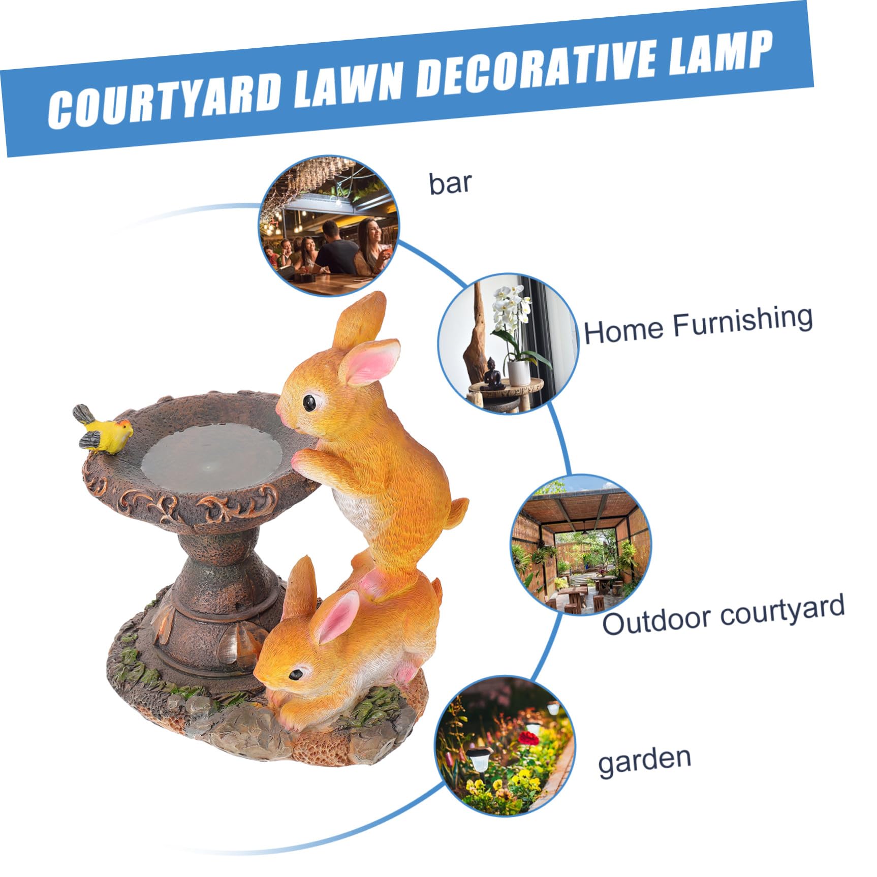 Toyvian Ornement De Lapin à Énergie Solaire Sculpture Solaire Décoration De Jardin Accessoire Aménagement De Jardin Luminaire Décoratif
