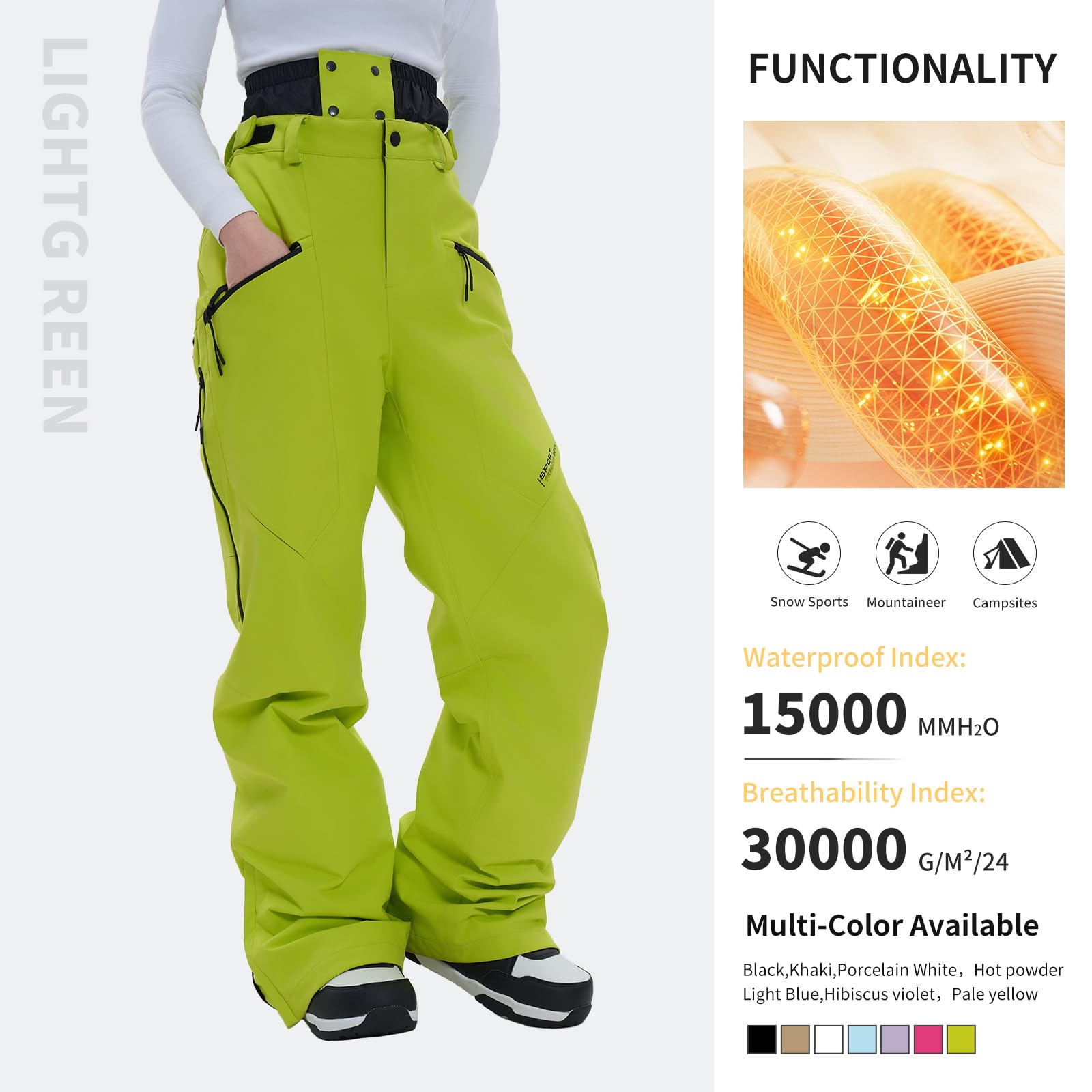 Ski Pants Snow Snowboard Pants Waterproof Insulated Baggy Windproof Hiking Winter Warm for Men Women