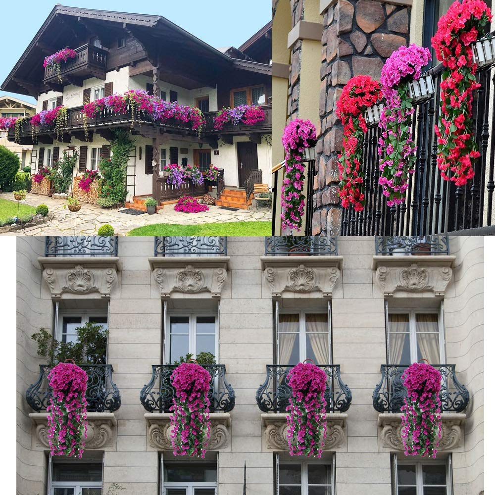 Guirnalda de Flores Artificiales Wisteria, Plantas de Flores Falsas Guirnalda Colgante Vid de Glicina Artificial para Decoración Jardín Boda Balcón Exterior Interior - 2 X 90cm