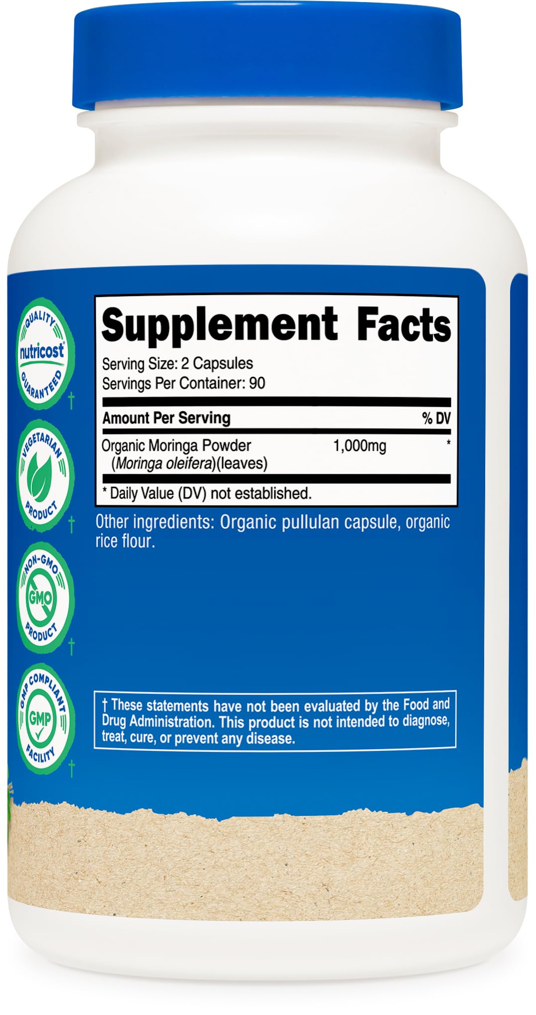 Nutricost Moringa Capsules 500mg, 180 Capsules (90 Servings) - Vegetarian Capsules, Non-GMO, Gluten Free