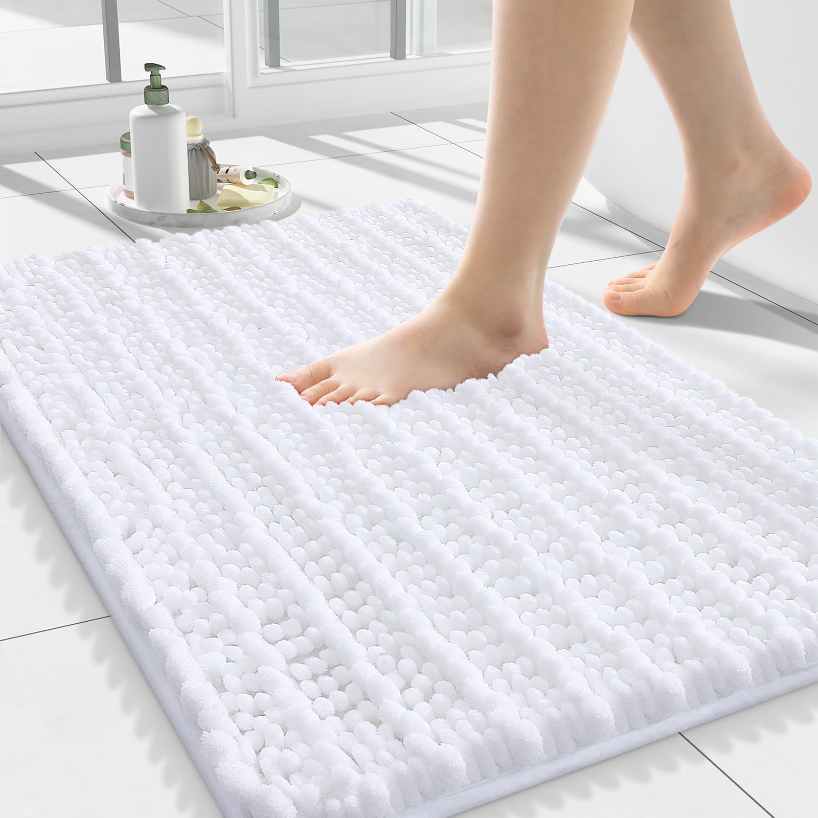 Smiry Bathroom Rugs 24X16, Extra Soft Rubber Backing Chenille Bath Mats