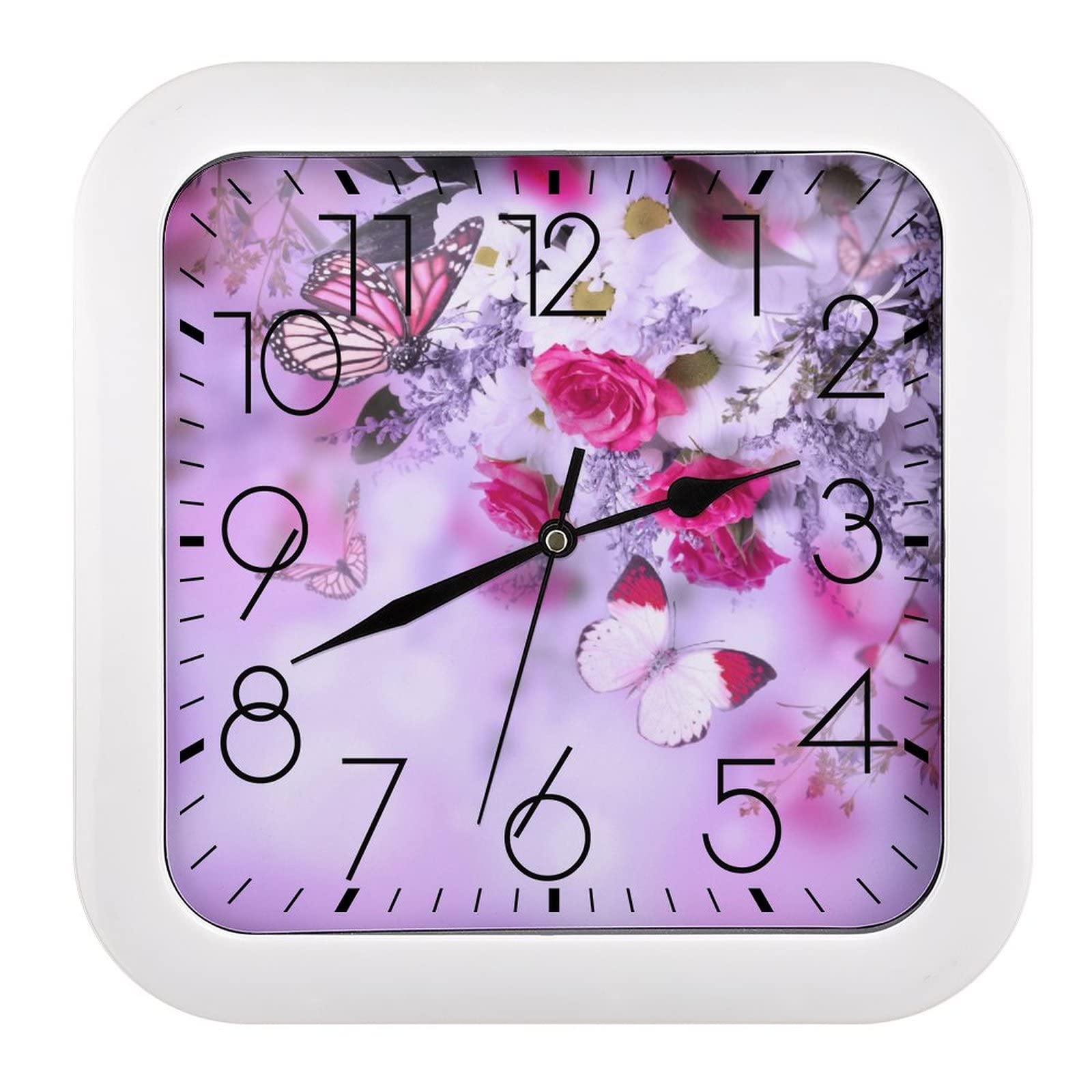 Pendule murale silencieuse fleur papillon moderne pour decoration de salon