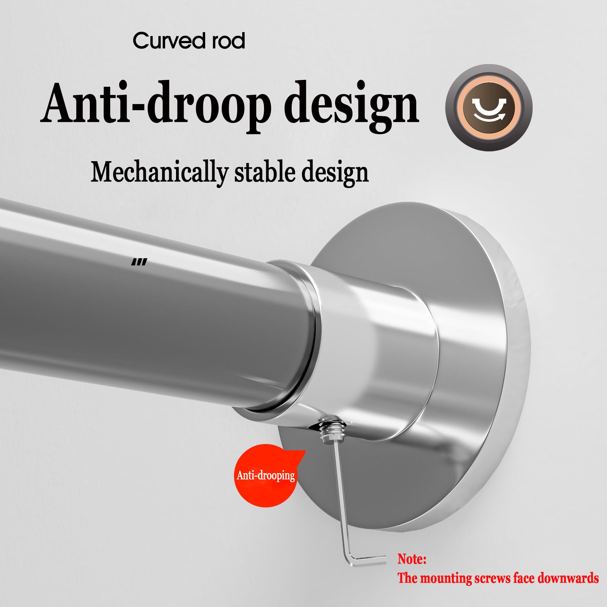 Tringle à Rideau De Douche En Acier Inoxydable 304 En Forme De L, Barre De Douche Angle Universelle Argent 120 X 120 Cm, Installation Sans Perçage, Pour Salle De Bain, Magasin De Vêtements