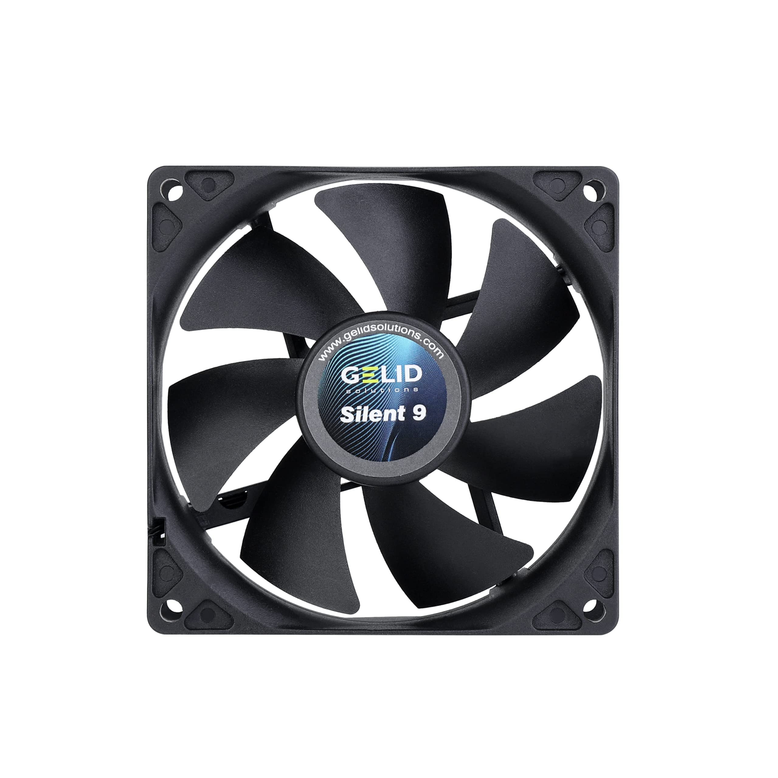 Gelid Solutions Silent 9 Black 92 mm Quiet Operation Optimized Fan Blades High Airflow 3 Pin Connector RPM 1500 92 x 92 x 25 mm Black - Image 2