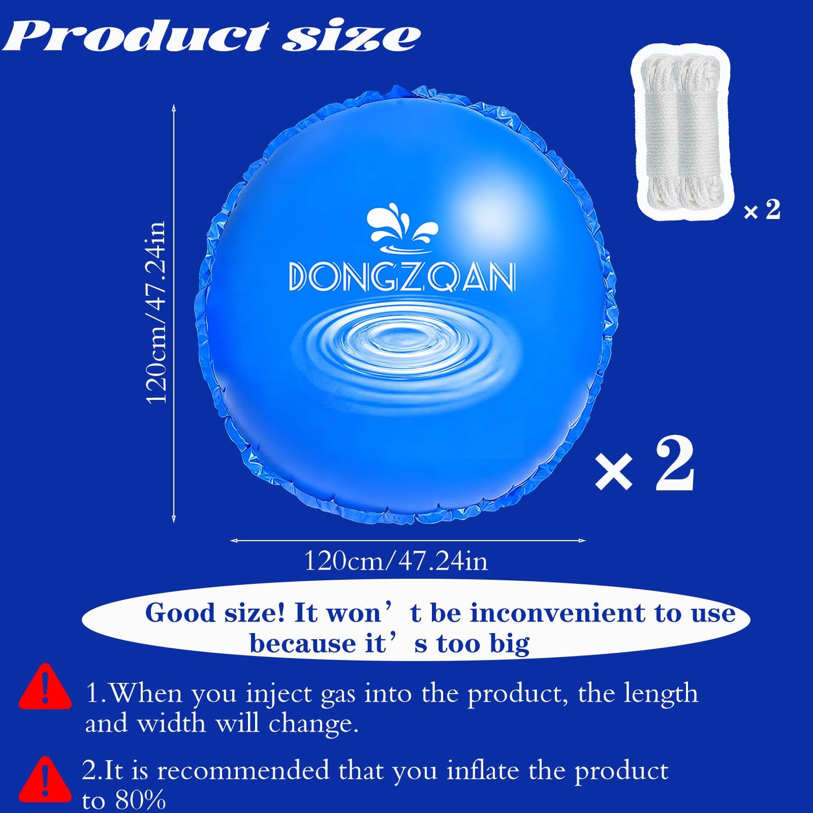 DONGZQAN Poolkissen Winter Rund, 2 Stück Pool Winterkissen, 120 * 120Cm Aufblasbare Poolabdeckung, 0,3 Mm Dickes PVC für Die Winterschwimmbadabdeckung