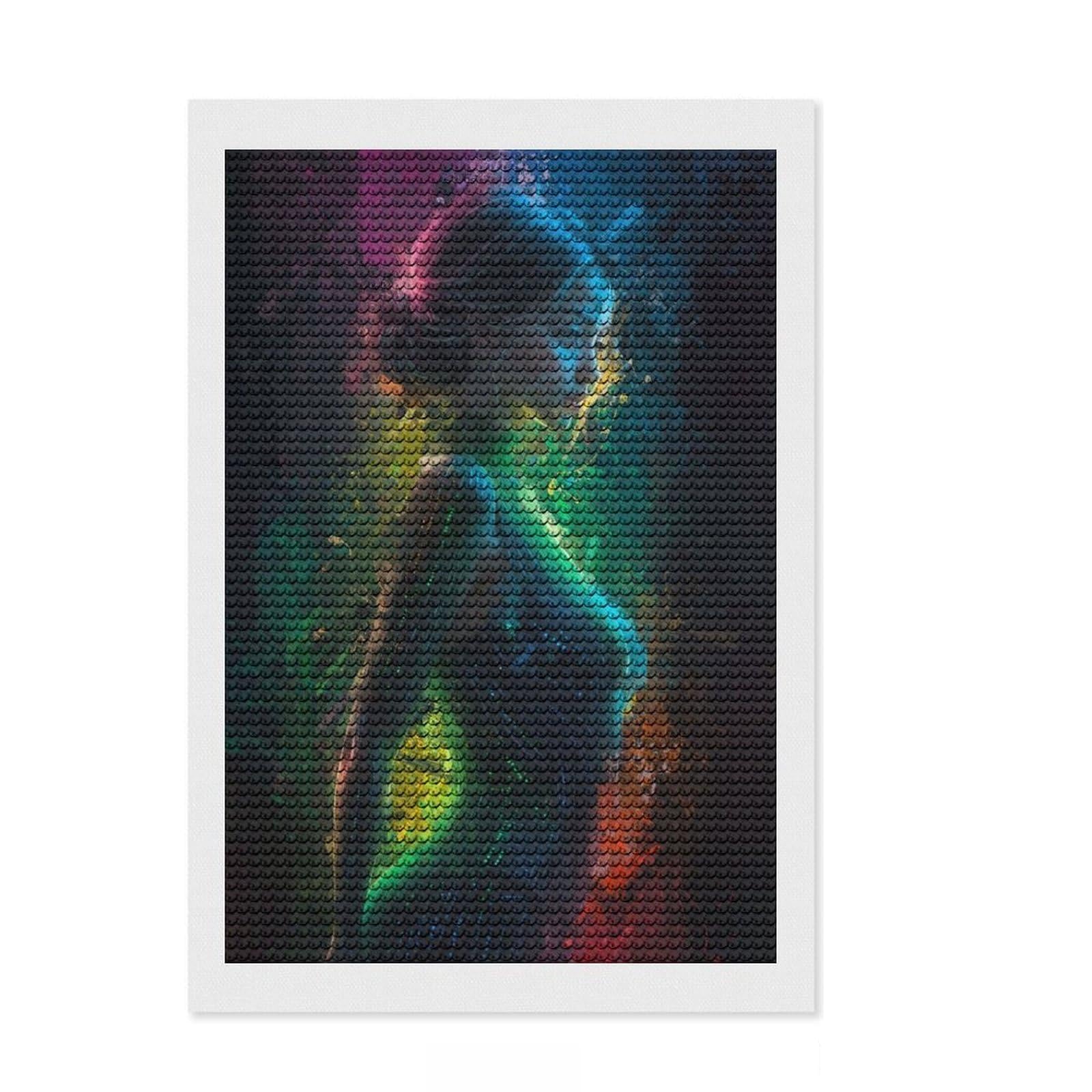 Junmoney The Woman in The Dress Full Drill Diamond Painting Kit 8"x12", Boho Decor, for Family Craft Time, Mindful Craft Activity, Gift Idea