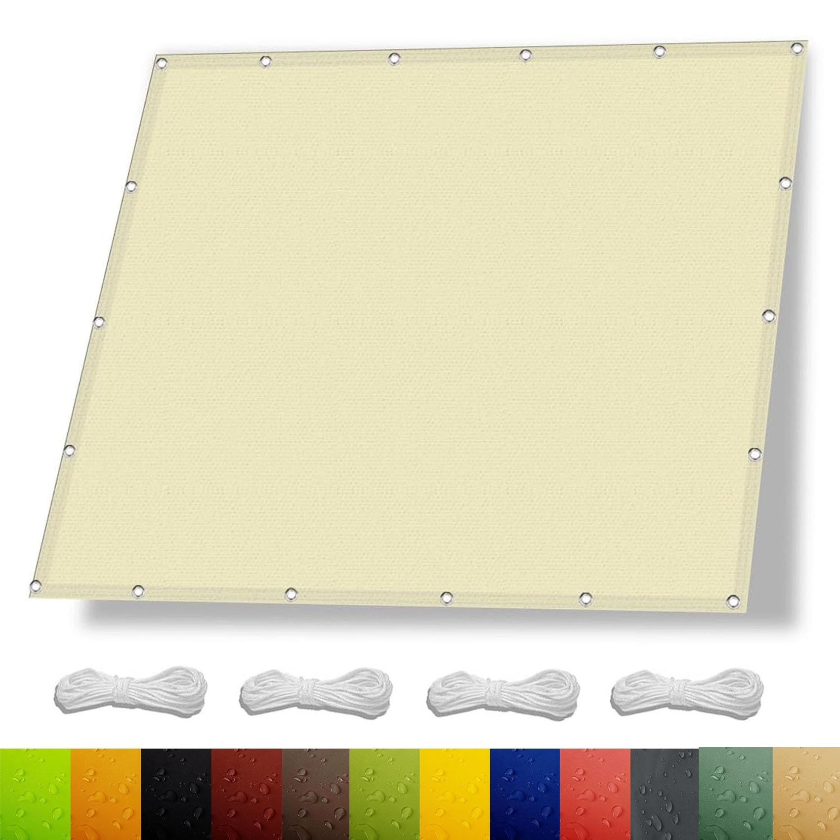 Voile d'ombrage rectangulaire 2x6,5m crème imperméable pour jardin