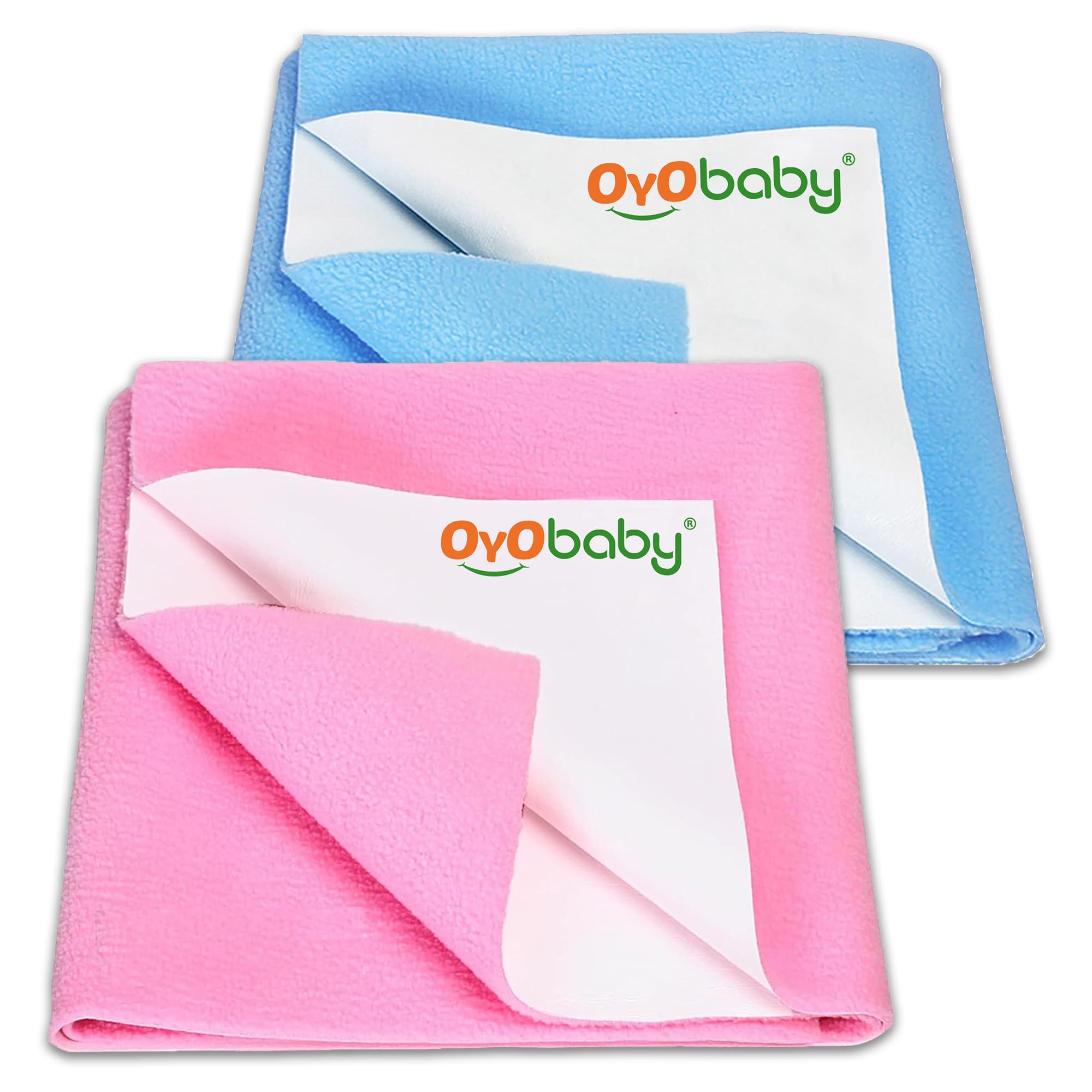 OYO BABY Extra Absorbent Waterproof Baby Dry Sheet Medium Size (100x70cm) – Pack of 2 – Quick Dry Sheet for Bed Protector, Soft & Breathable Pink + Blue-image-33