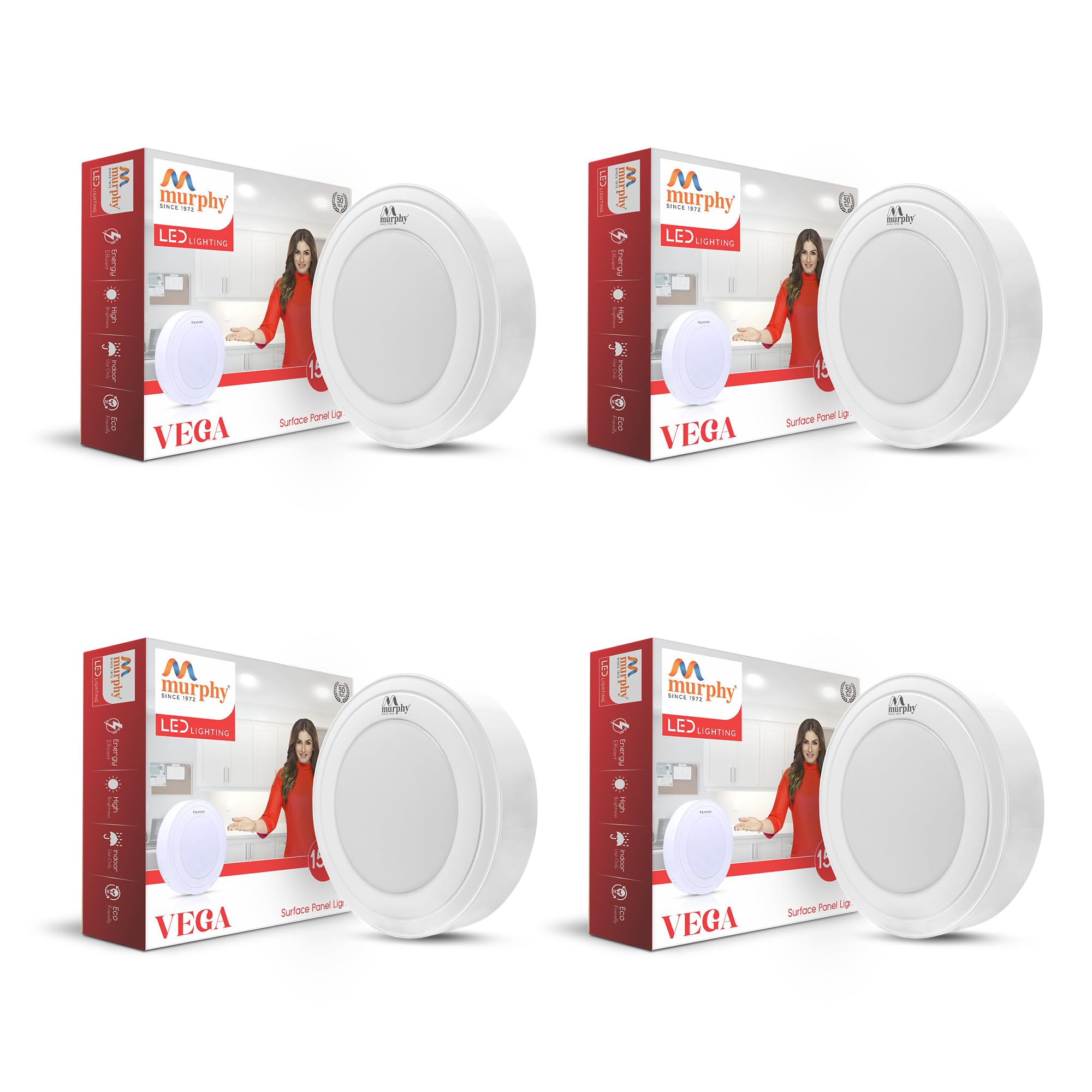 Murphy 10Watts Vega Round Surface LED Panel Light (Warm White, No False Ceiling Required,Plastic) Pack of 4-image-17