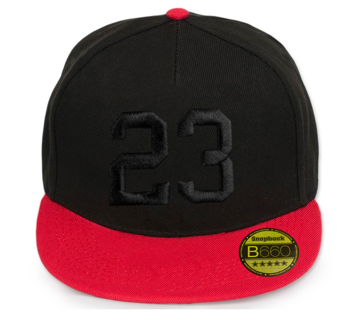 Beechfield ABC Letter Snapback Cap in Red black / White with letters A to Z 23