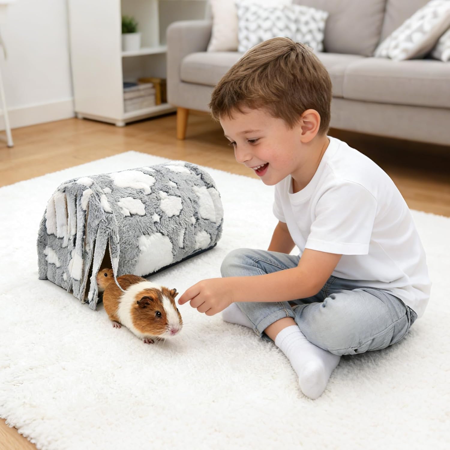 3PCS Guinea Pig Tunnel Set Washable Guinea Pig Houses and Hideouts Cozy Soft Small Animals Hideout Tubes for Hamster Chinchilla Bunny Hedgehog Ferret Rat