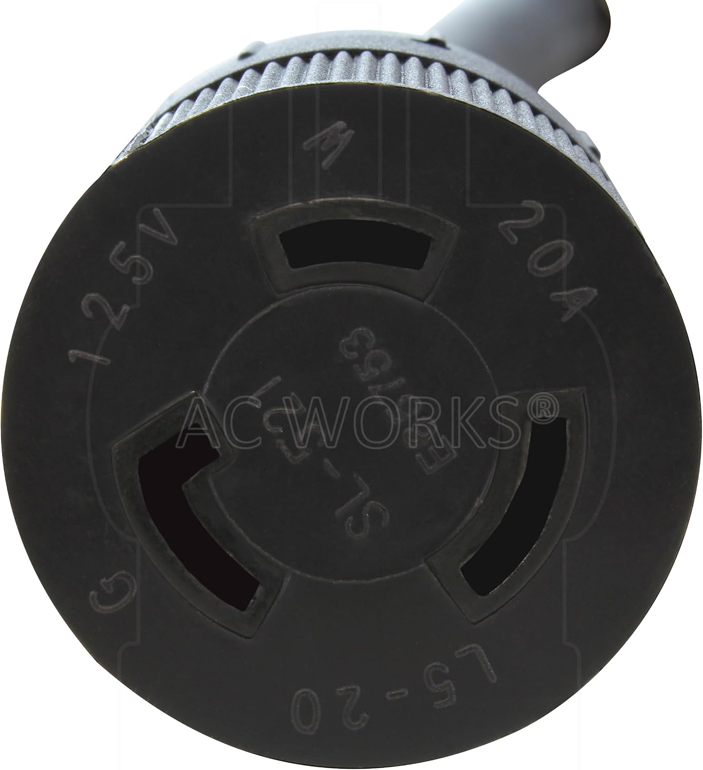 AC WORKS NEMA 5-20P 20Amp 125Volt Plug to Locking 20Amp L5-20R Female Connector Adapter Cord (Black)