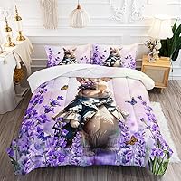 Vista 13 de Juego de edredón de unicornio para niñas, juego de ropa de cama de mariposa, juego de edredón de arco iris, tamaño individual con 1 edredón y 2