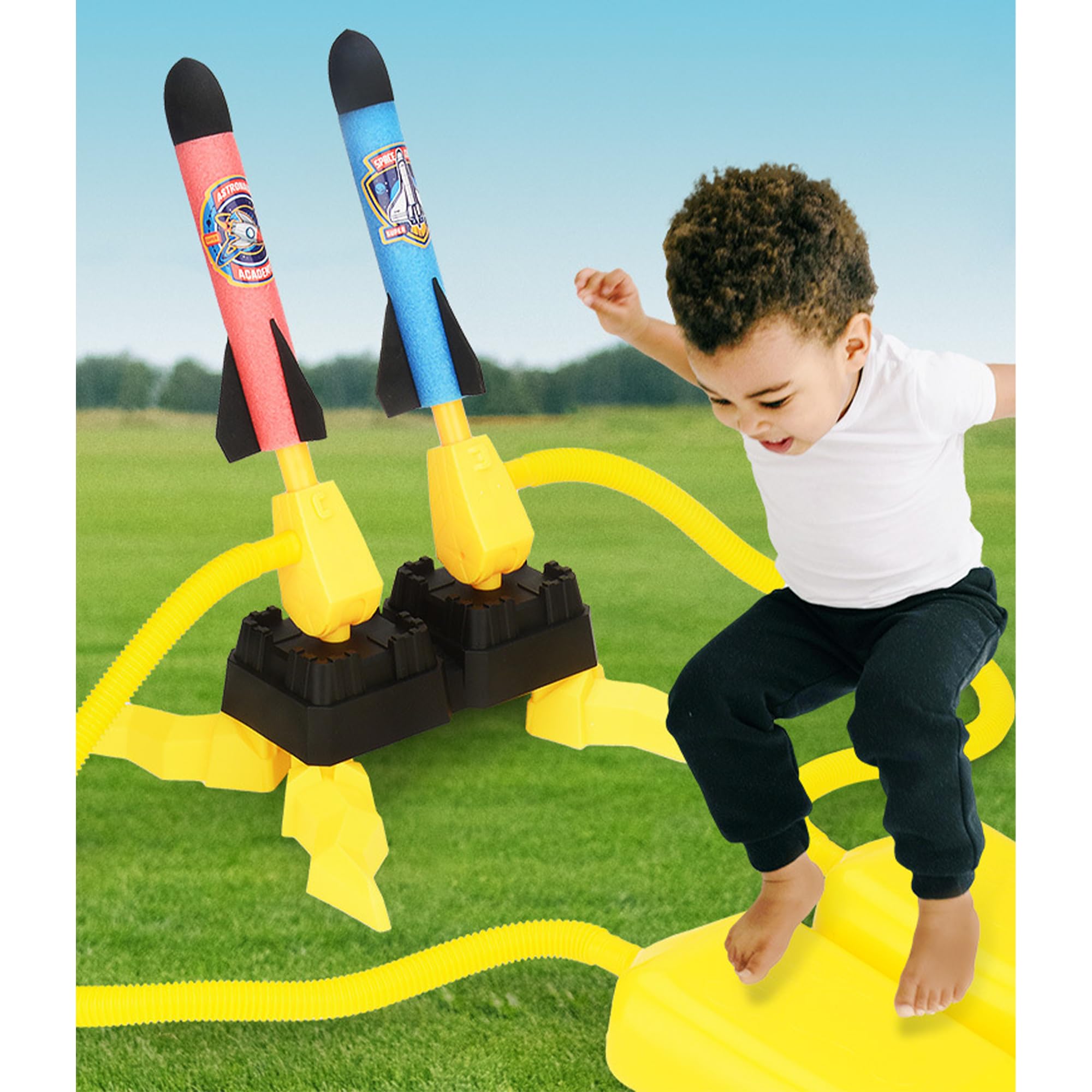 Razzo Spaziale Giocattolo, Lanciarazzi Bambini Gioco a Due Giocatori con 6 Razzi di Schiuma, Lanciarazzi Giocattolo per Giochi Regalo Bambino 4 5 6 7 8 9 10 Anni Maschio