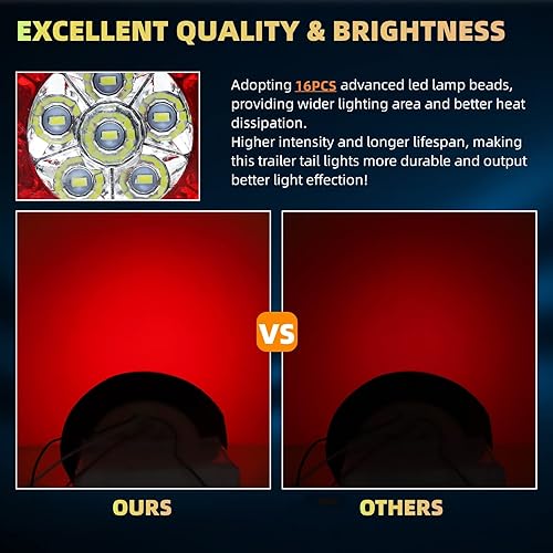 Miniatura 6 de Luces traseras LED para remolque, 4 pulgadas, rojoblanco, luz de freno trasero, luz de marcha atrás con anillo de goma para remolque, camión,