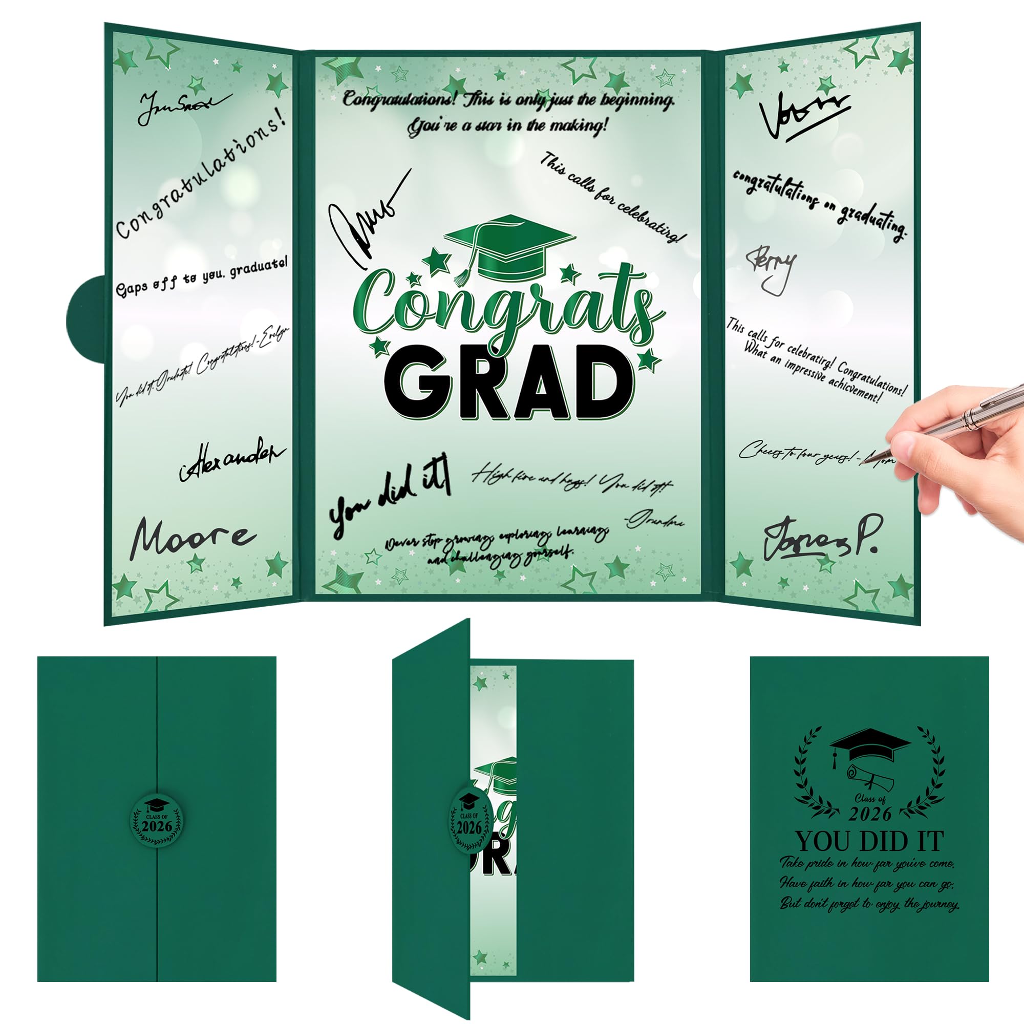 Photo 1 of Trgowaul 2026 Graduation Party Decorations, Green Class of 2026 Guest Book Alternative, Congrats Grad Signature Certificate Board, Congrats Grad Sign, Graduation Party Supplies Favors Gifts