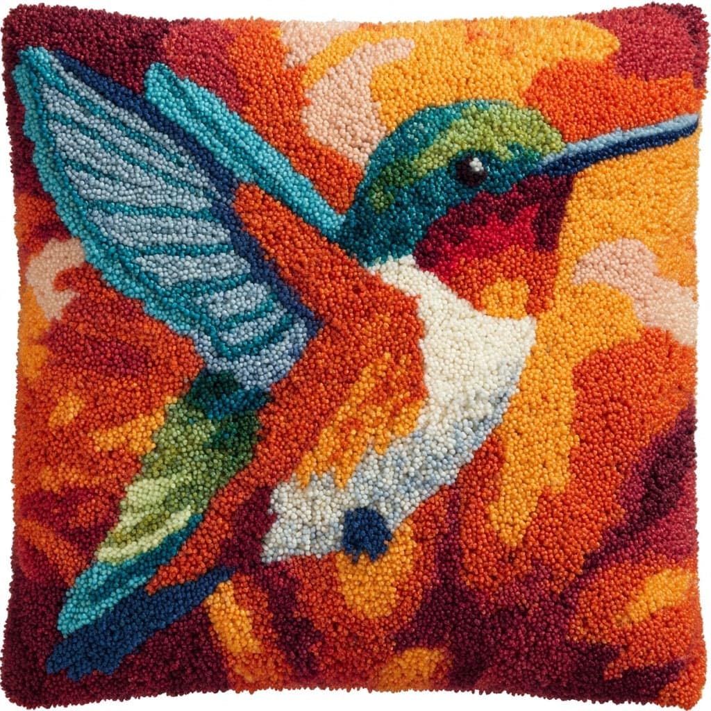 Henypt DIY Latch Hooking Pillow Kits Bird