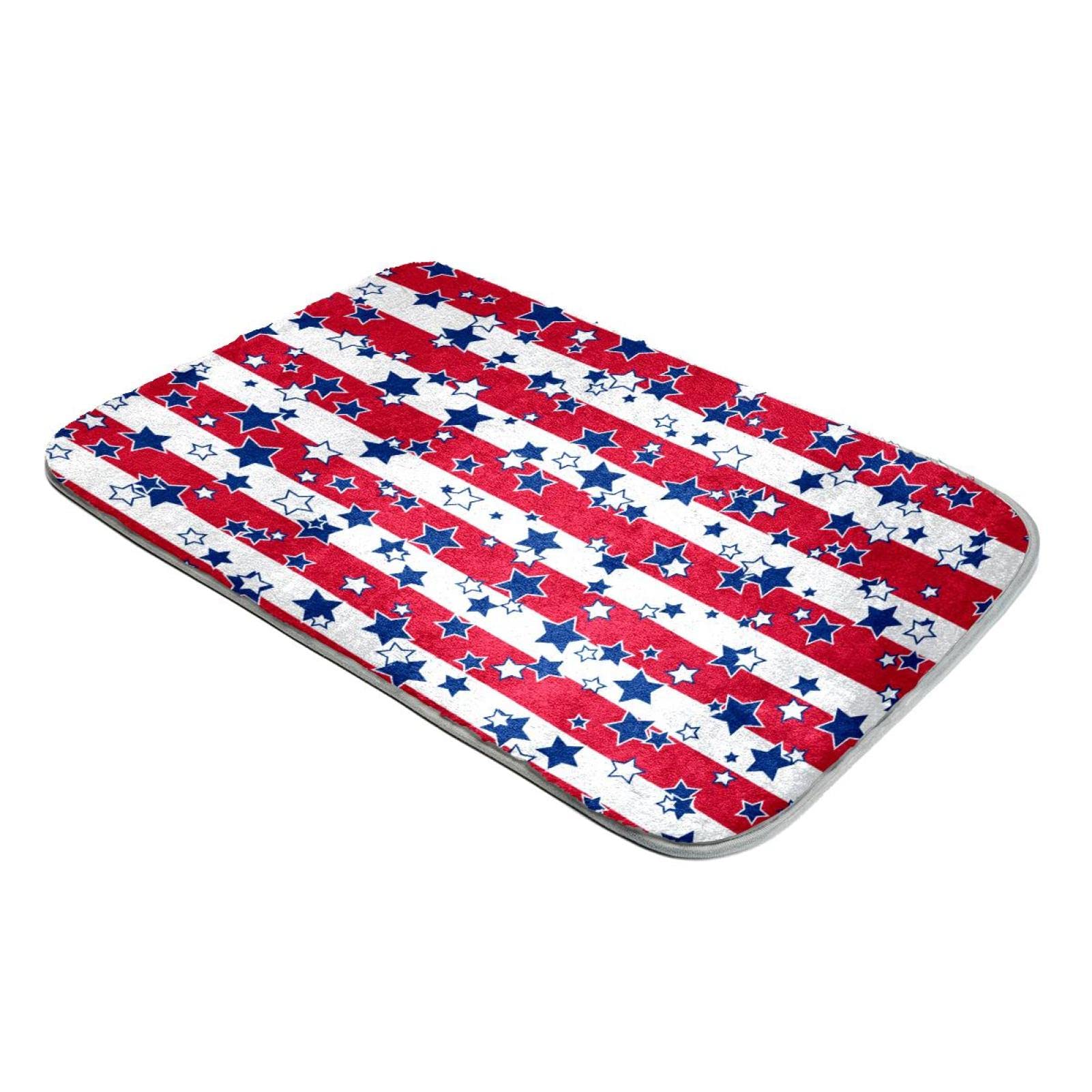 Tapis fausse fourrure motif drapeau américain étoiles blanches et rouges pour salon