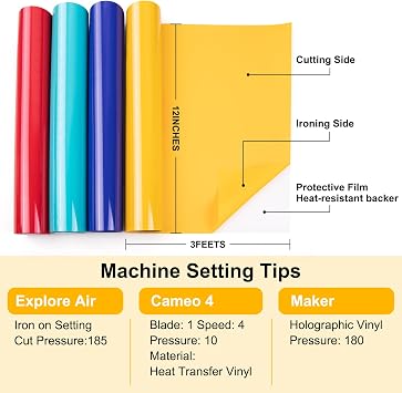 TECKWRAP HTV Heat Transfer Vinyl Bundle - 10 Pack 12 x 3FT HTV Vinyl Rolls for T-Shirts, Iron on Vinyl with 10 Assorted Colors