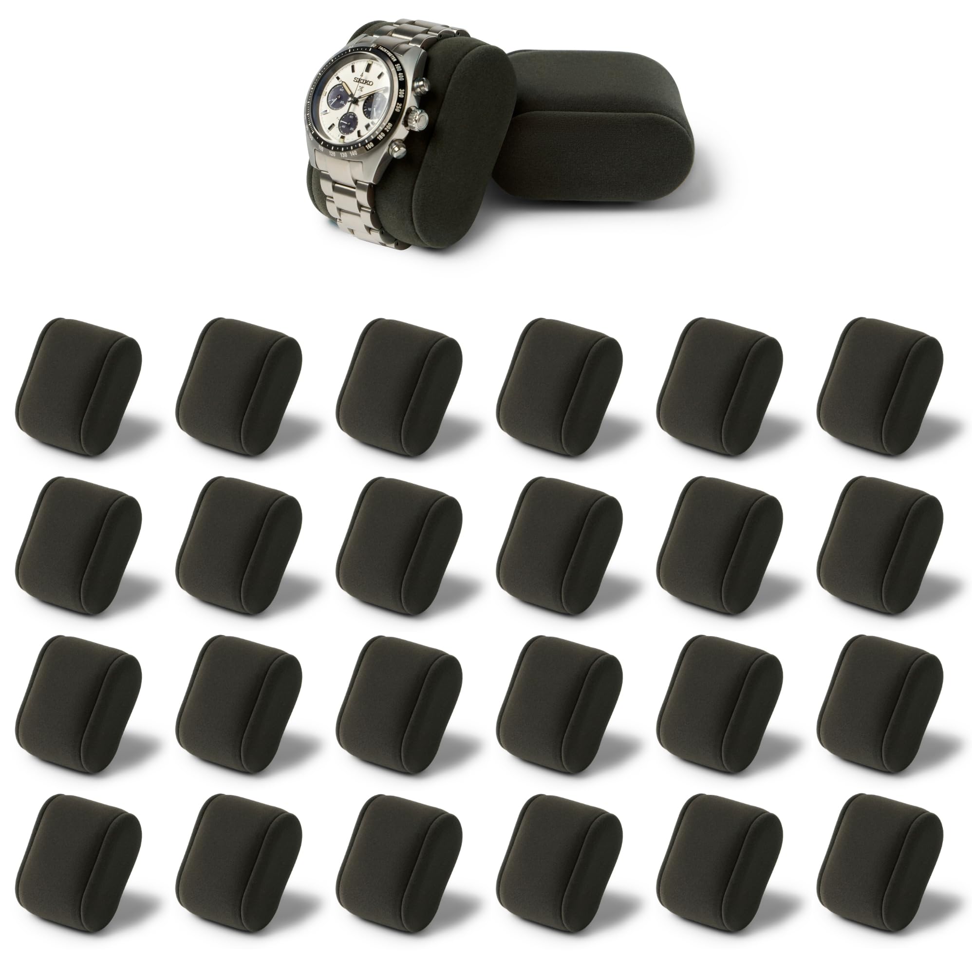TAWBURY Bayswater Uhrenbox-Kissen, klein, 18 cm Umfang, 5,1 cm Breite, kompatibel mit unseren schwarzen Bayswater Uhrenboxen mit 12 und 24 Schlitzen, 24 Kissen (Anthrazit)