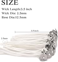 Vista 2 de EricX Light 100 mechas de algodón para velas, 3.5 pulgadas, preencerada y núcleo de algodón, para hacer velas, bricolaje de velas