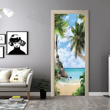 3D Türbild Weiße Blume 90x200cm - Selbstklebende Türtapete Für Modernes Interior