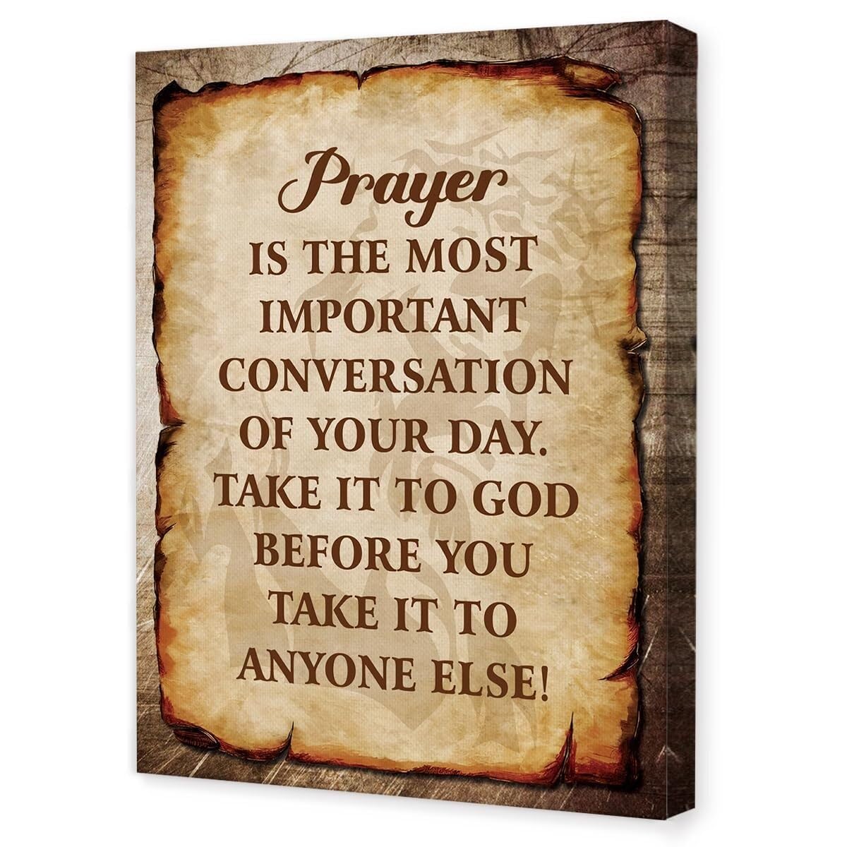 LLBOGRGGN Prayer Is the Most Important Conversation Canvas Wall-Art Christian Quote Poster Inspirational Decor for Home Office Church and Gift(Framed,08x12inch(20x30cm))