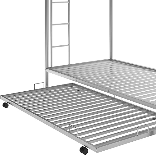 Miniatura 9 de Bellemave Litera individual sobre cama individual con nido, marco de cama de metal con escalera y rieles de seguridad para niños, niñas, niños,