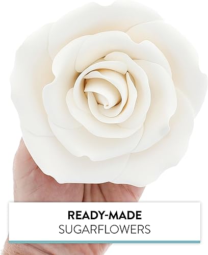 Miniatura 7 de Global Sugar Art Flores de pastel de azúcar rosa Jumbo blancas, 1 unidad por el chef Alan Tetreault