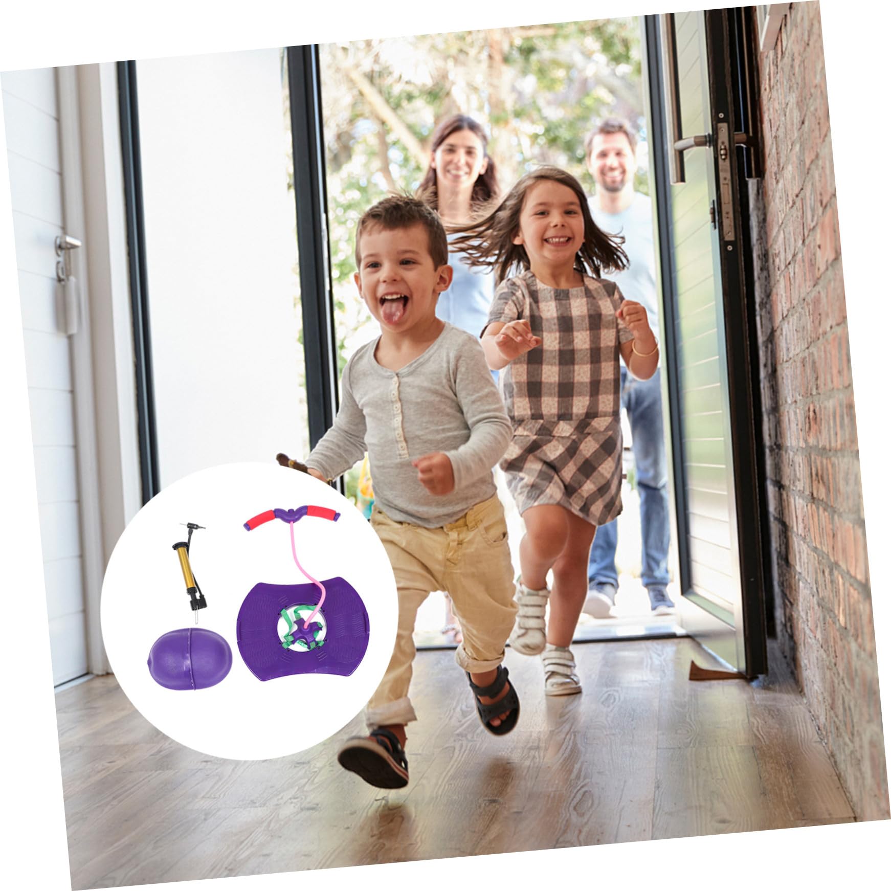 Hüpfball für Kinder mit Rutschfester PVC Oberfläche und Pedalfläche Outdoor Spielzeug mit Rillen Design Belastbar bis 100 Kg für Drinnen und Draußen Zufällige Farbe