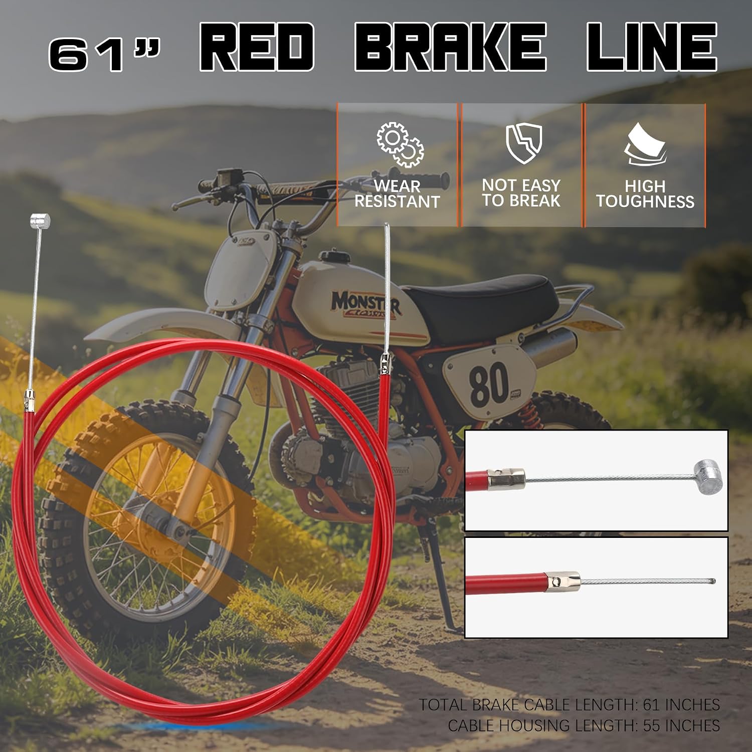 JINGKE Mini Bike Brake Lever and RED Rear Brake Caliper Coleman CT100U CC100X Baja DB30 Motovox MBX11 MBX10 MMB80 MMB105 97cc 79cc 100cc Powersports Parts