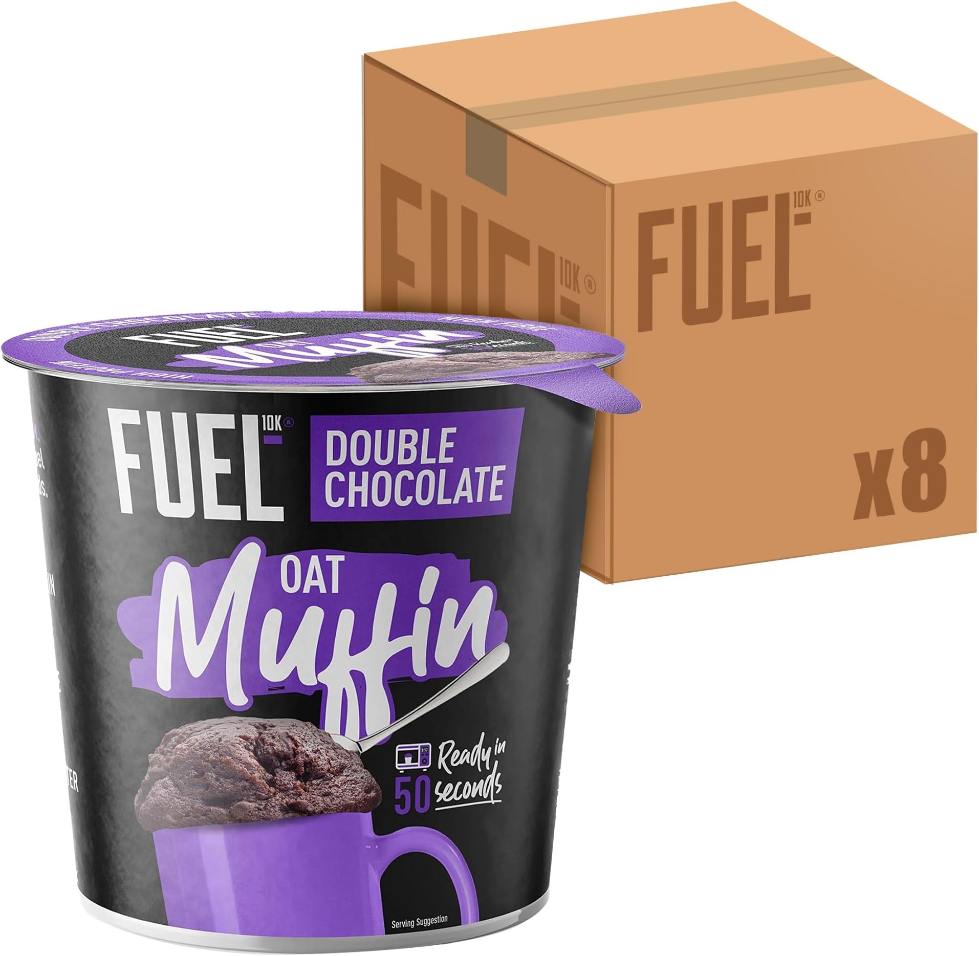 FUEL10K Chocolate Oat Muffin Protein Snack Pot, 52 g (Pack of 8)