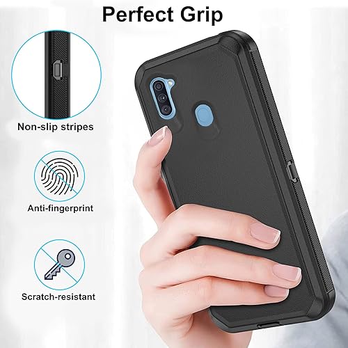 Miniatura 5 de Asuwish Funda de teléfono para Samsung Galaxy A11M11 con protector de pantalla y cubierta de celda híbrida a prueba de golpes, protección dura, a