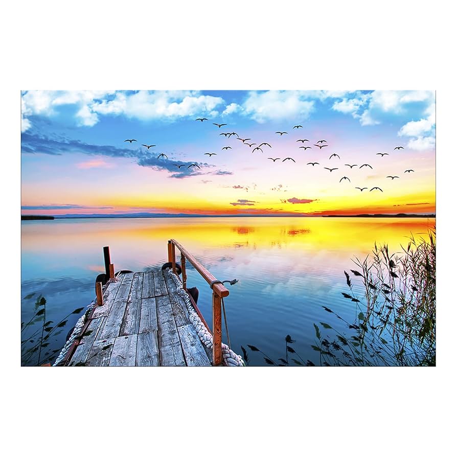 絵画 flk041230 Amazon.co.jp: XXMWallArt FC2269 夕暮れ湖の桟橋 ウォール