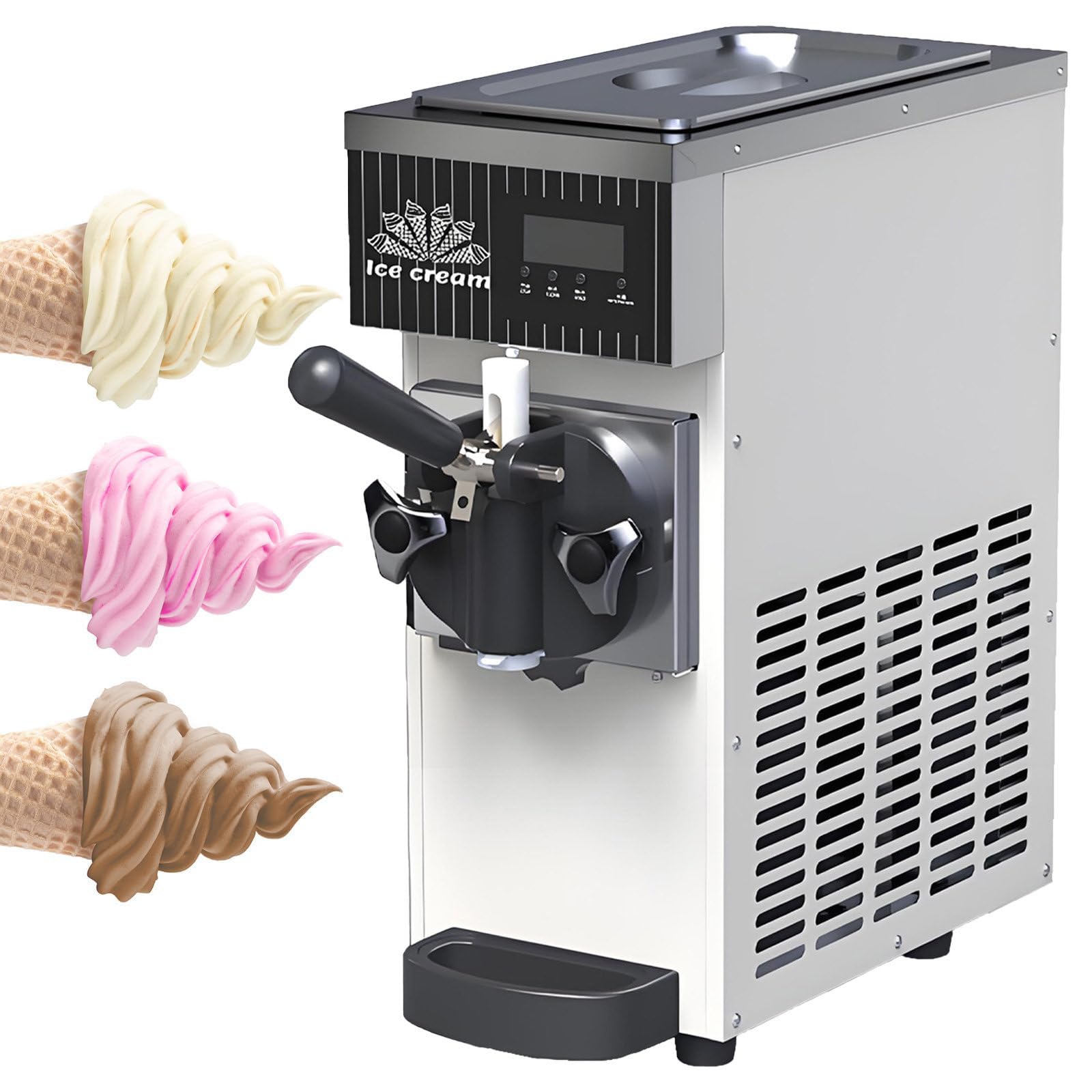 NYANS Soft Serve Ice Cream Machine for Home, Countertop Soft Serve Ice Cream Maker, with Auto Clean, LCD Panel Soft Serve Maker Single Flavor Soft Serve Ice Cream Machine 450W-White