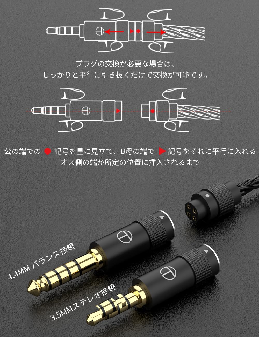 Amazon | TRN T2 Pro リケーブル QDC ケーブル 3.5 4.4 mm 交換式