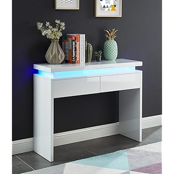 Baita Cosmos Console A Led Blanc Laque 100cm Amazon Fr Cuisine Maison