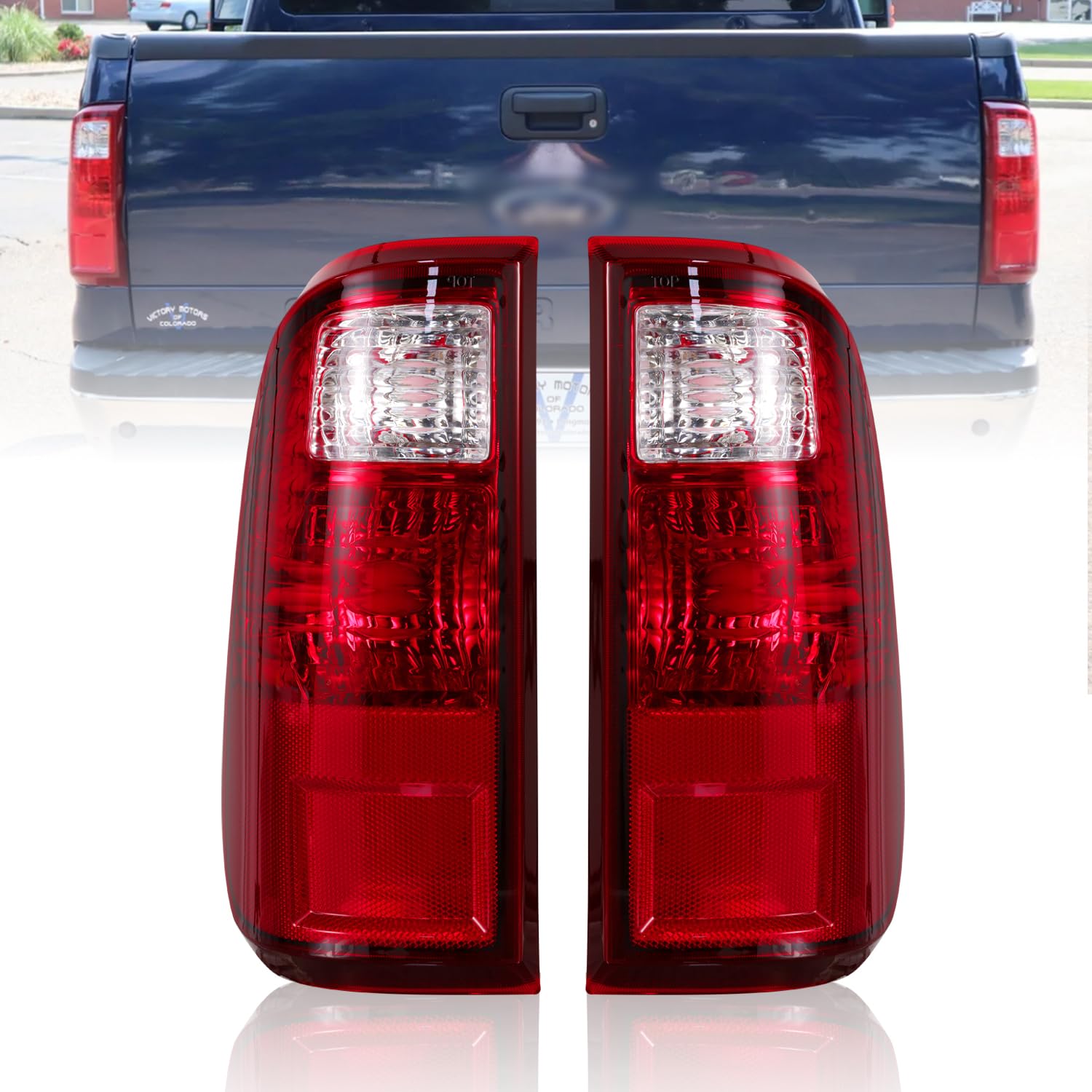 DOT SAE Approved OE Red Tail Lights for 2008-2016 Ford F-250 F-350 F-450 Super Duty | Direct Fit Pair | No Bulbs/No Harness | OE Replacement