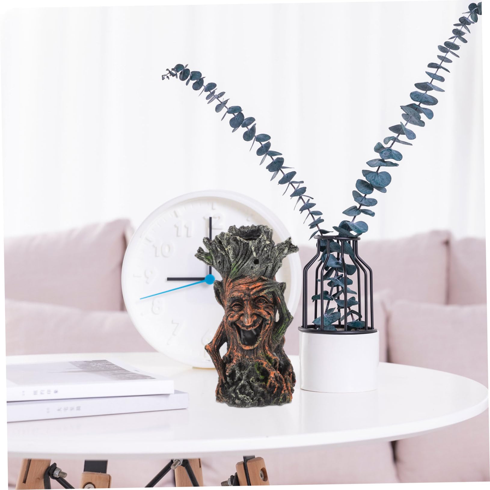 Décoration Aquarium Résine Tronc Arbre Artificiel Visage Souriant Homme Mort Accessoire Aménagement Paysager