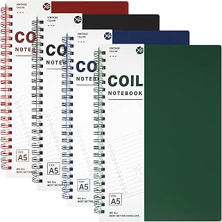 4 Pack Lined Journal Spiral Notebook, 120 Pages A5 Small Wide Ruled Notebooks 5.7" x 8.3", Thick Paper Plastic Hardcover Writing Journals Planner for Women Men Work School Office Supplies (Black, Blue, Green,Red)