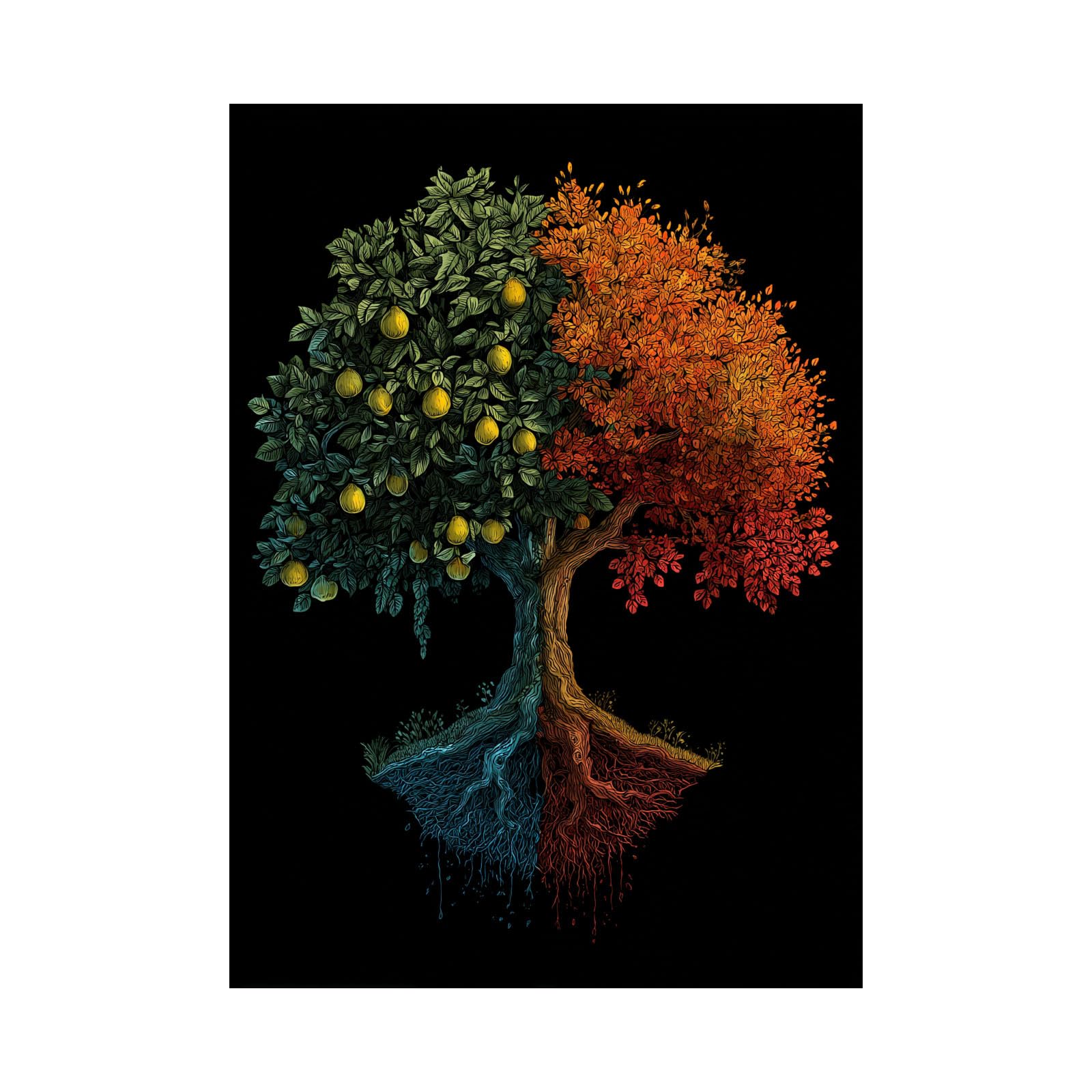 Árbol de la vida en cuadro lienzo azul de 40x60cm ideal para renovar la pared del dormitorio 8