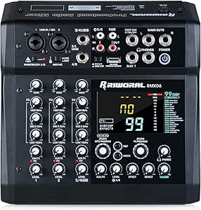 Amazon.com: 6 Channel Audio Interface Mixer Sound Board 99 DSP Digital ...