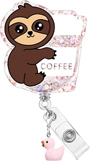 Plifal Cute Animal Badge Reel Holder Retractable with ID Clip for Nurse Nursing - Funny Catoon Name Tag Card Accessories Alligator Clip for Pediatric Office Student Work Hospital Sloth